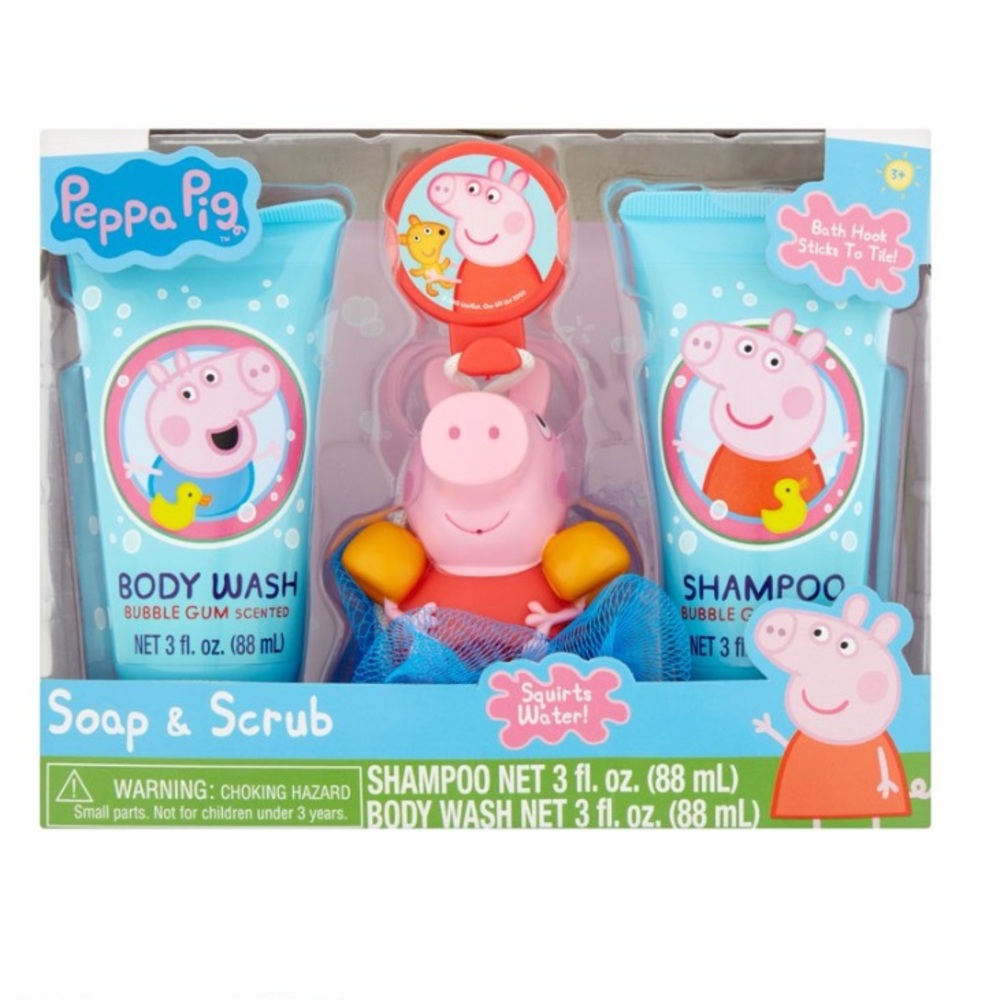 Peppa Pig Soap & Scrub Shampoo and Body Wash Bath Set, 4pcs